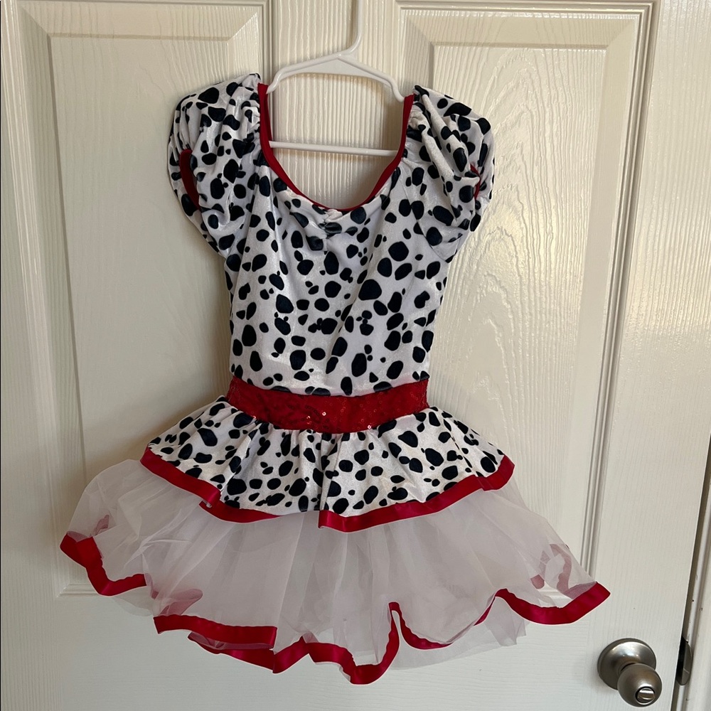 Weissman Black and White Dalmatian Dance Costume with Red Trim